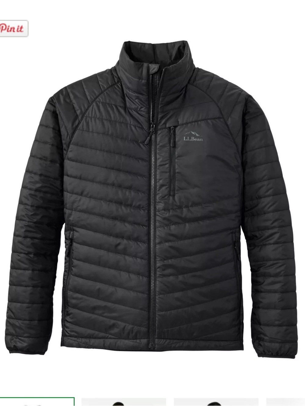 L.L. Bean Men’s PrimaLoft Packable Puffer Jacket - Black Large Tall